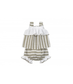 Conjunto bebe rosas verde Rochy