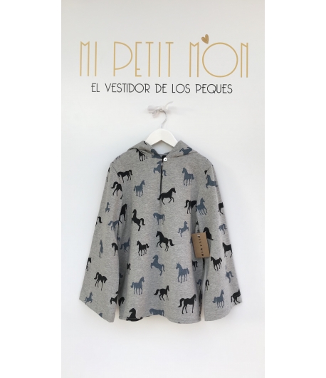 Camisa sudadera gris caballos Mia y Lia