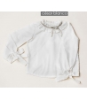 Blusa crudo con detalle lazo terciopelo en cuello Cesar Blanco
