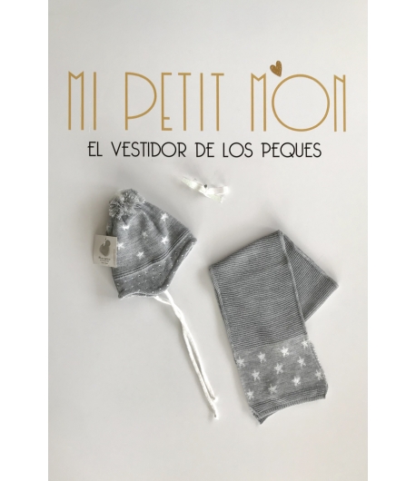 Conjunto gorro y bufanda gris Gorros Navarro