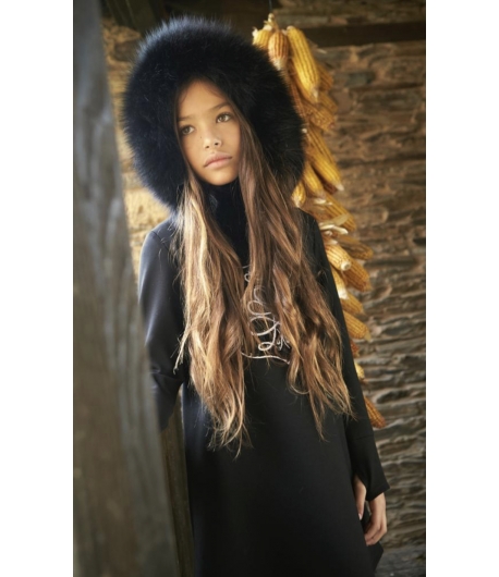 Vestido evasé Onis escudo con capucha pelo marmota Bella Bimba