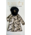 Vestido evasé camuflaje Luarca con capucha pelo marmota Bella Bimba
