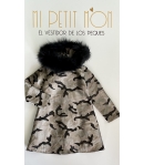 Vestido evasé camuflaje Luarca con capucha pelo marmota Bella Bimba