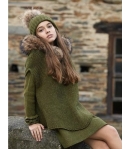 Capa  verde oro lurex con capucha pelo marmota Bella Bimba