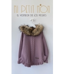 Jersey poncho malva oro lurex con capucha pelo marmota Bella Bimba
