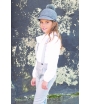 Conjunto blusa blanca + pantalon peto Vapor Grey Eve Children