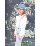 Conjunto blusa blanca + pantalon peto Vapor Grey Eve Children