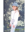 Conjunto blusa blanca + pantalon peto Vapor Grey Eve Children