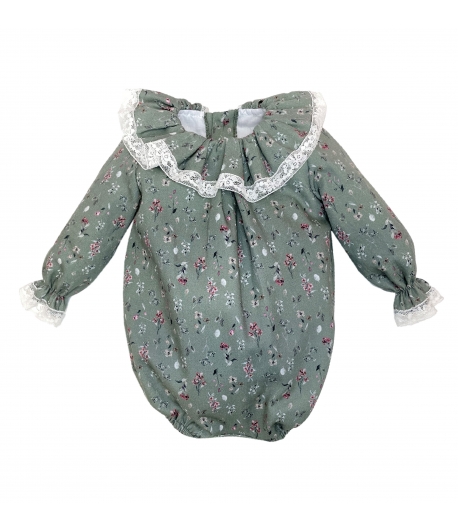 Pelele flores Green Olive Eve Children