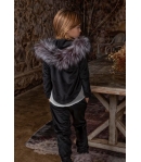 Chaqueta velvet asimétrica capucha pelo marmota Tinsel Bella Bimba