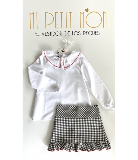 Conjunto blusa y falda cuadros Alaska La Martinica by María Sobrino