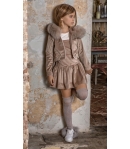 Chaqueta velvet beige asimétrica capucha pelo marmota Tinsel Bella Bimba