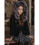 Trenca punto gordo negra con capucha pelo marmota Bella Bimba