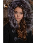 Trenca punto gordo negra con capucha pelo marmota Bella Bimba