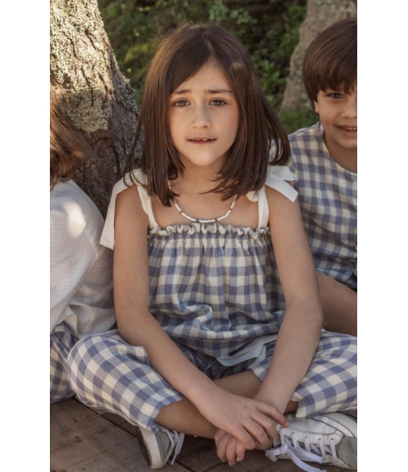 Top cuadros azul y blanco MIA Y LIA