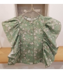 Blusa verde flor volante MIA Y LIA