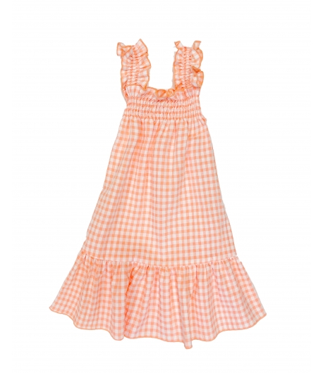 Vestido midi cuadros vichy coral CAPRI EVE CHILDREN