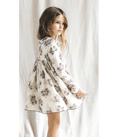 Vestido bambula cuello volante flores BELLA BIMBA