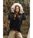 Chaqueta acolchada charol con capucha pelo marmota ORLLE BELLA BIMBA