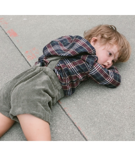 Camisa cuadros marino con capucha MIA Y LIA