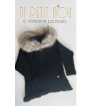 Jersey punto gordo negro con capucha de pelo de marmota ENOL BELLA BIMBA