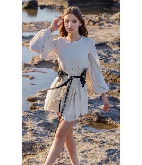 Vestido de crepe con manga abullonada ZAIRA de BELLA BIMBA