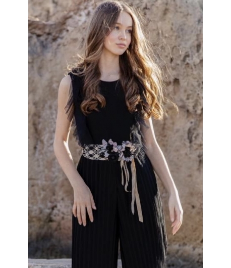 Fajín flores beige y negro de BELLA BIMBA