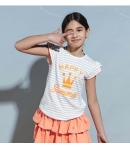 Camiseta niña rayas verdes HAPPY de EVA CASTRO