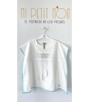 Kaftan bordado blanco y aguamarina JOSE VARON