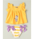 Conjunto niña de camiseta amarilla y culetín rayas de JOSE VARON