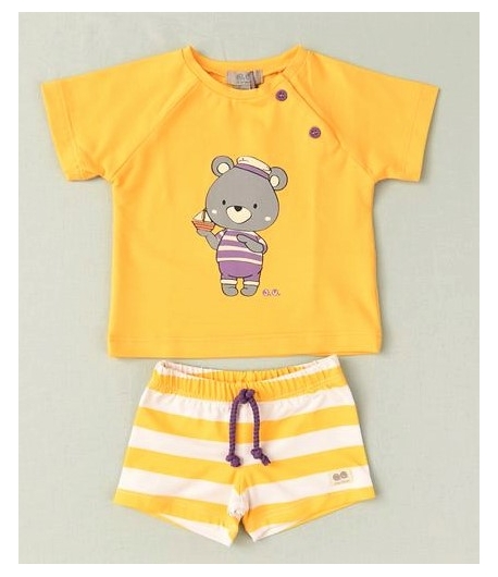 Conjunto niño de camiseta amarilla y boxer licra rayas de JOSE VARON