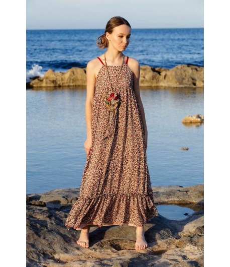 Vestido gasa largo print AMAL de BELLA BIMBA