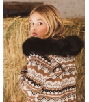 Chaqueta punto grecas capucha pelo marmota AZALEA de BELLA BIMBA