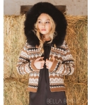 Chaqueta punto grecas capucha pelo marmota AZALEA de BELLA BIMBA