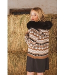 Chaqueta punto grecas capucha pelo marmota AZALEA de BELLA BIMBA