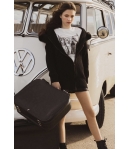 Chaqueta oversize negro con capucha pelo natural AZALEA de BELLA BIMBA