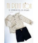 Conjunto niño de camisa cuadros negros y short negro de EVE CHILDREN