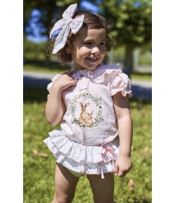 Conjunto niña de camiseta y braguita flores KIDS & BABY de LA MARTINICA BY MARIA SOBRINO