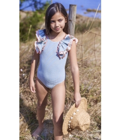 Bañador niña volantes PAPAYA de LA MARTINICA BY MARÍA SOBRINO