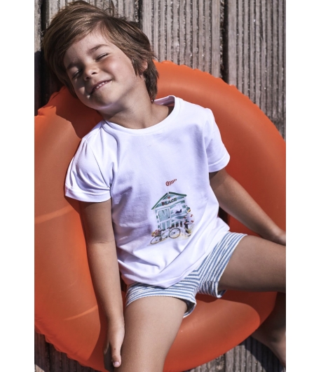 Conjunto niño de camiseta y boxer licra PAPAYA de LA MARTINICA BY MARIA SOBRINO.jpg