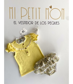 Conjunto niña de polo y braguita flores GIALLO de LA MARTINICA BY MARIA SOBRINO
