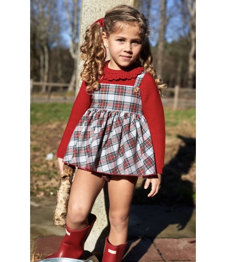 Ranita cuadros y jersey cuello bordado rojo HARRY´S de LA MARTINICA BY MARIA SOBRINO