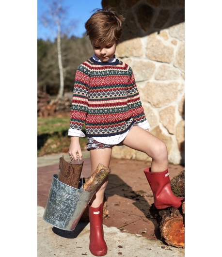 Conjunto niño de camisa estrellas, bombacho cuadros y jersey grecas HARRY´S de LA MARTINICA BY MARIA SOBRINO