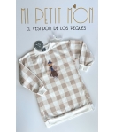 Vestido felpa cuadros Osito de MON PETIT BONBON