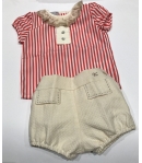 Conjunto Bombacho y blusa cuello bebe Frambuesa