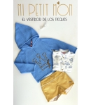 Conjunto niño de camisa cuello mao, pantalón corto y jersey ELIETTE de EVA CASTRO