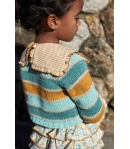 Conjunto niña de blusa en cuadro vichy, braguita volantes y chaqueta franjas LIMONCELLO de LA MARTINICA BY MARIA SOBRINO