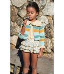 Conjunto niña de blusa en cuadro vichy, braguita volantes y chaqueta franjas LIMONCELLO de LA MARTINICA BY MARIA SOBRINO