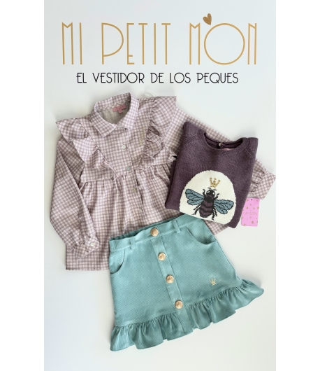 Conjunto niña de blusa, falda y jersey abeja JOLIE de EVA CASTRO