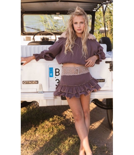 Conjunto de top bambula y falda bolillo BLOSSOM de BELLA BIMBA